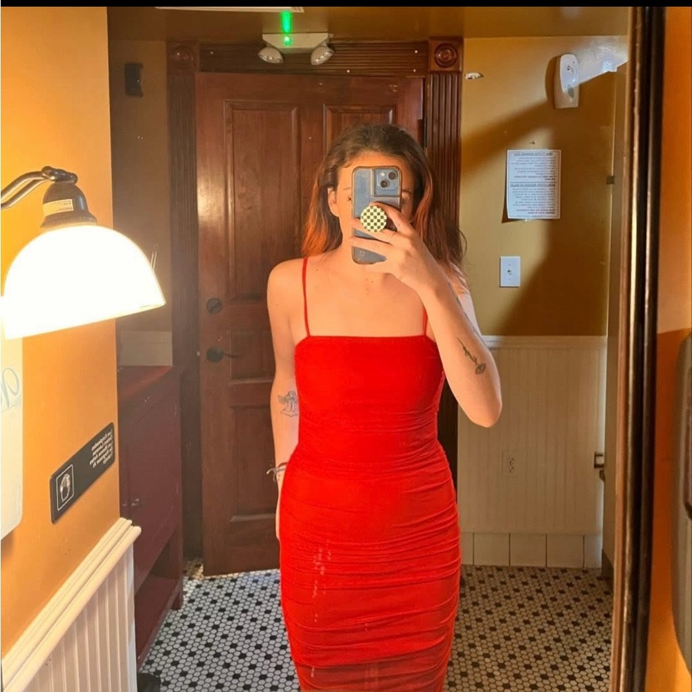 Target Red Ruched Bodycon Cocktail Dress - Picture 3 of 3